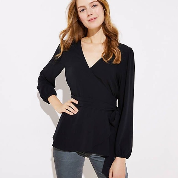 LOFT Tops - Nwt loft wrap blouse in black